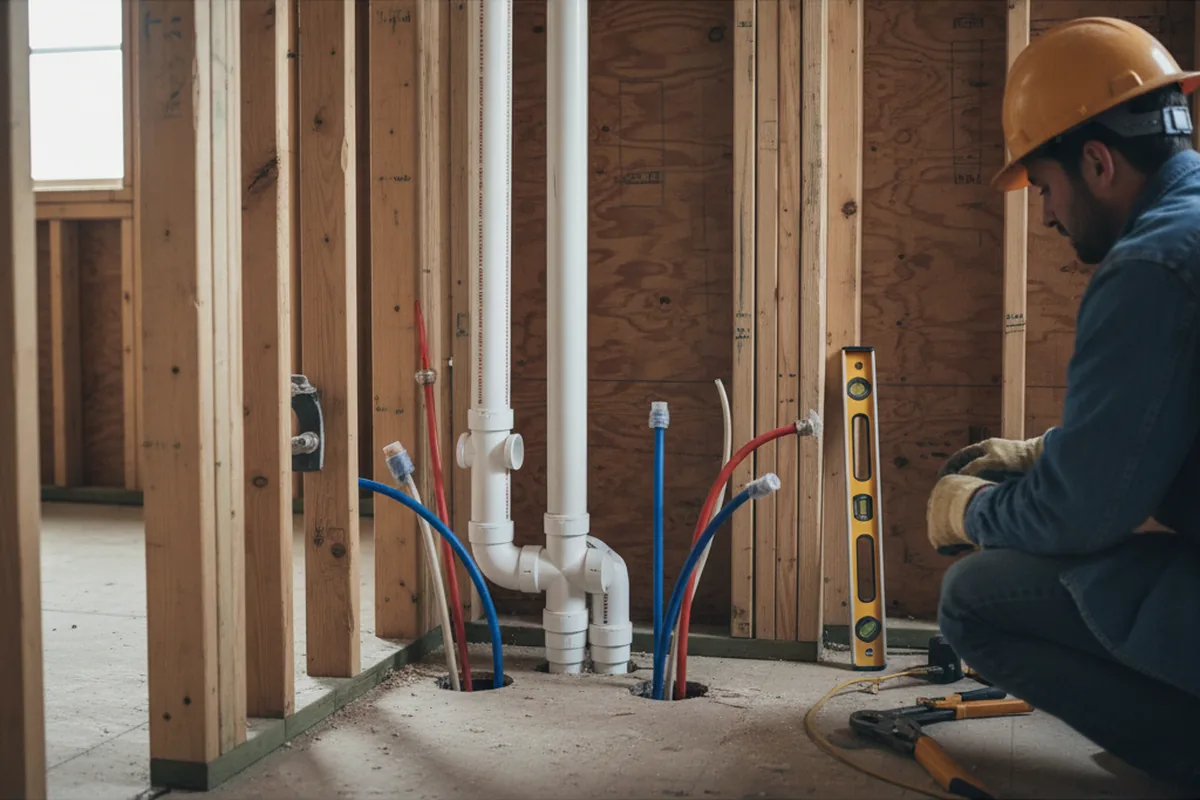 Drain and supply rough-in during Drain Cleaning in San Joaquin